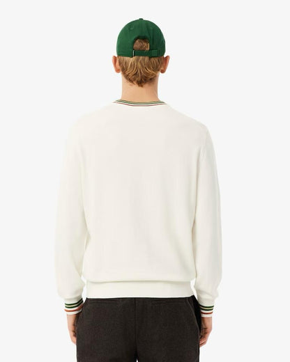 Maglia Lacoste girocollo con strisce a contrasto uomo