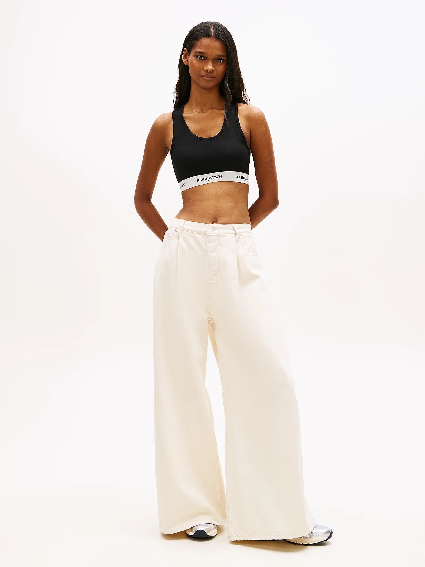 Top Tommy Jeans cropped "Logo tape" donna