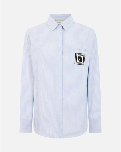 Camicia Iceberg a righe con patch logo e pietre luminose