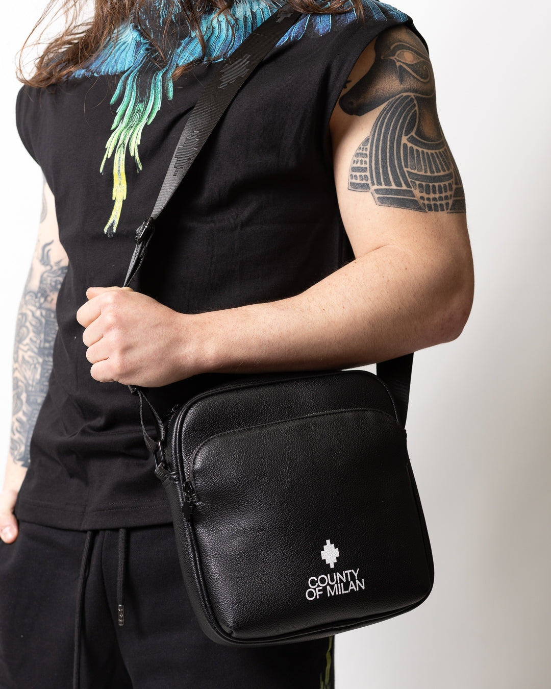 Tracolla Marcelo Burlon in ecopelle "County Print"