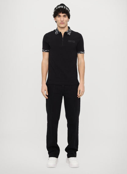 Polo Versace Jeans Couture con colletto logato e zip uomo