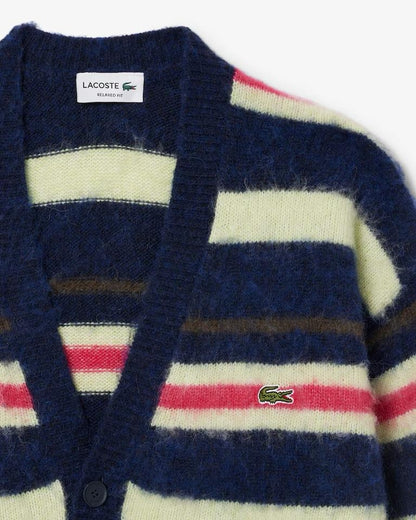 Cardigan Lacoste in misto lana a strisce uomo