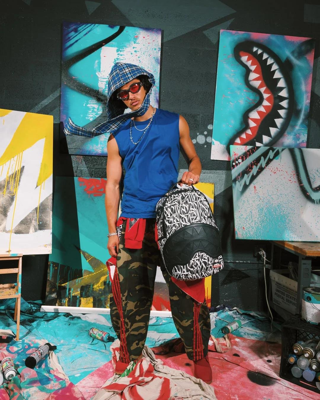 Zaino Sprayground nero WYNWOOD WALLS DEFER BACKPACK