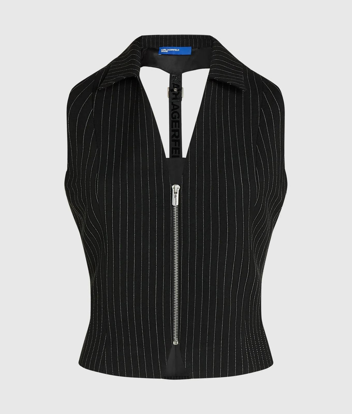 Gilet Karl Lagerfeld Jeans gessato con dettaglio logo sul retro