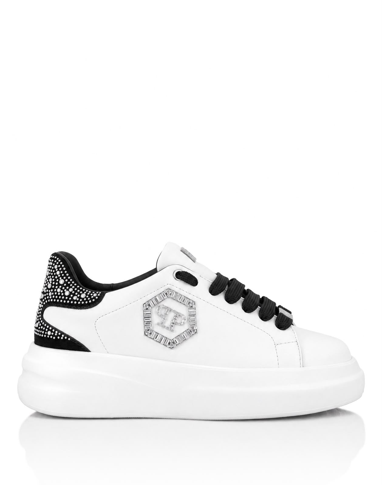 Scarpe Philipp Plein in pelle con logo e brillantini