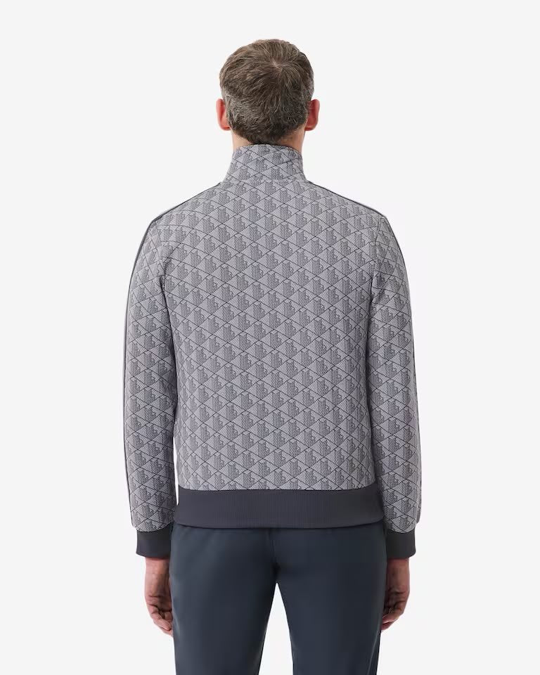 Felpa Lacoste con zip logata allover uomo