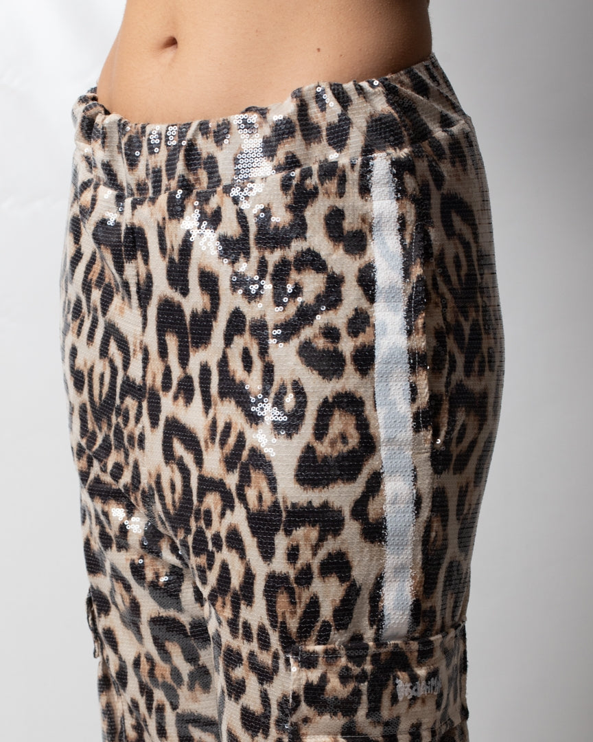 Pantalone Disclaimer cargo con paillettes all-over donna