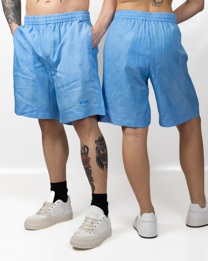 Bermuda MSGM effetto lino con logo ricamato