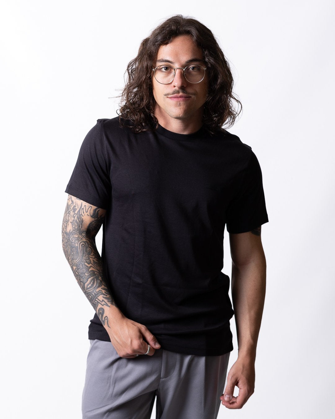 T-Shirt Calvin Klein slim supima logo patch uomo