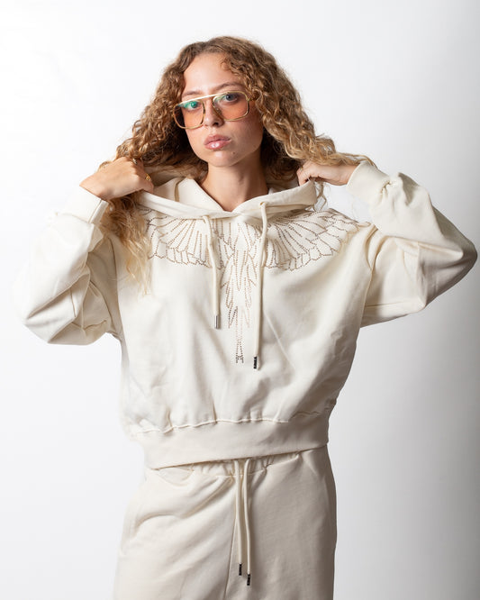 Felpa Marcelo Burlon con cappuccio e strass donna
