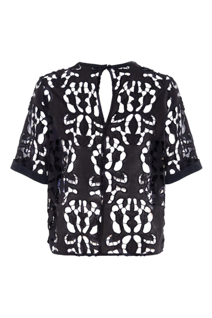 Blusa Nenette in sangallo con intagli donna