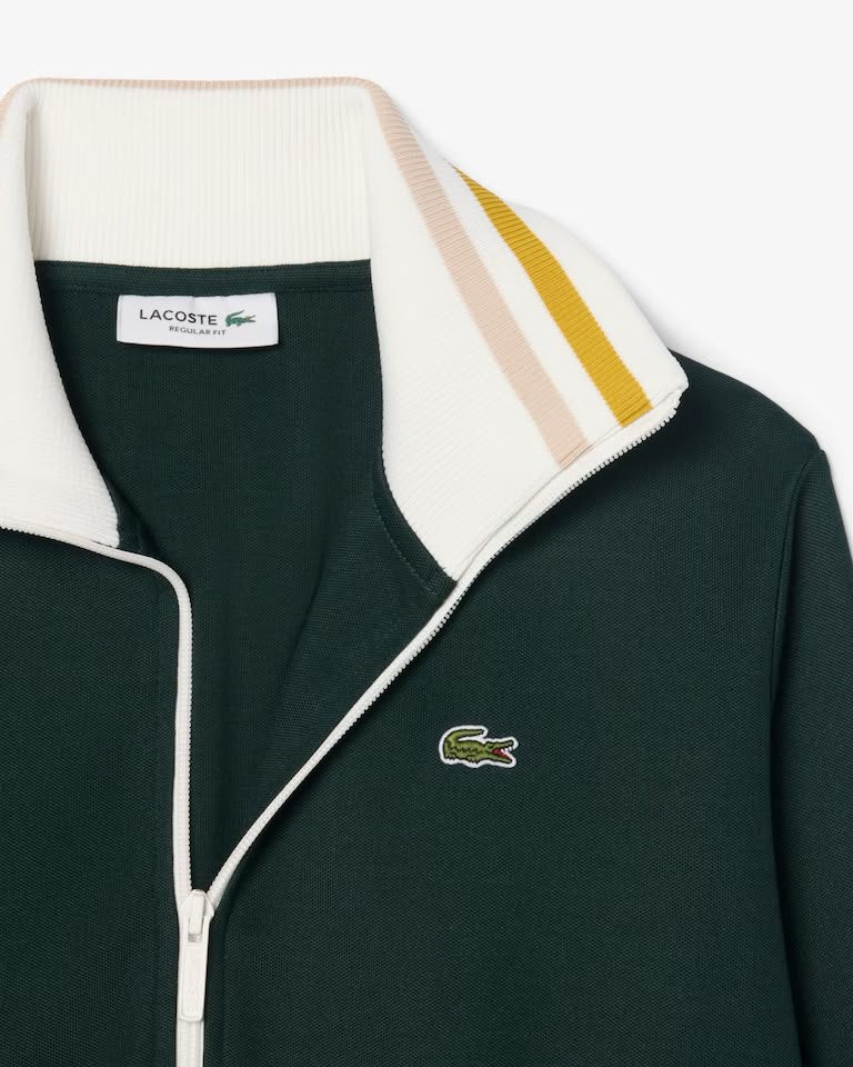 Felpa Lacoste fullzip in nylon con bordi a contrasto donna
