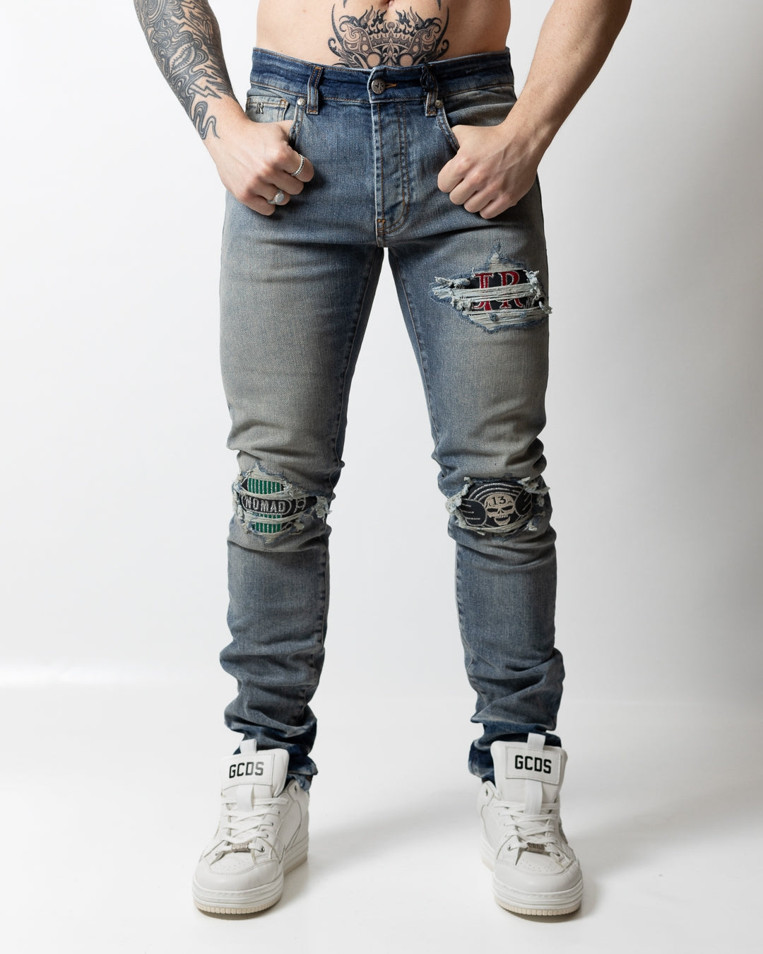 Jeans John Richmond skinny con patch uomo