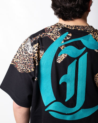 T-Shirt Just Cavalli "Neck Leopard" con ricami uomo