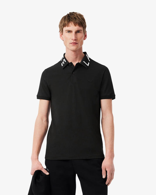 Polo Lacoste con logo sul colletto a contrasto jacquard