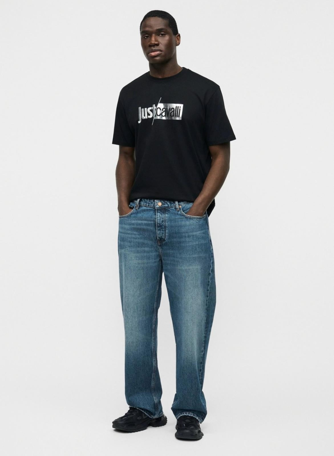 T-Shirt Just Cavalli girocollo con logo lucido e ricamo  uomo