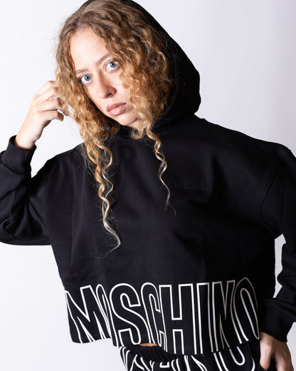 Felpa Moschino Active con cappuccio e grafica logo sul fondo