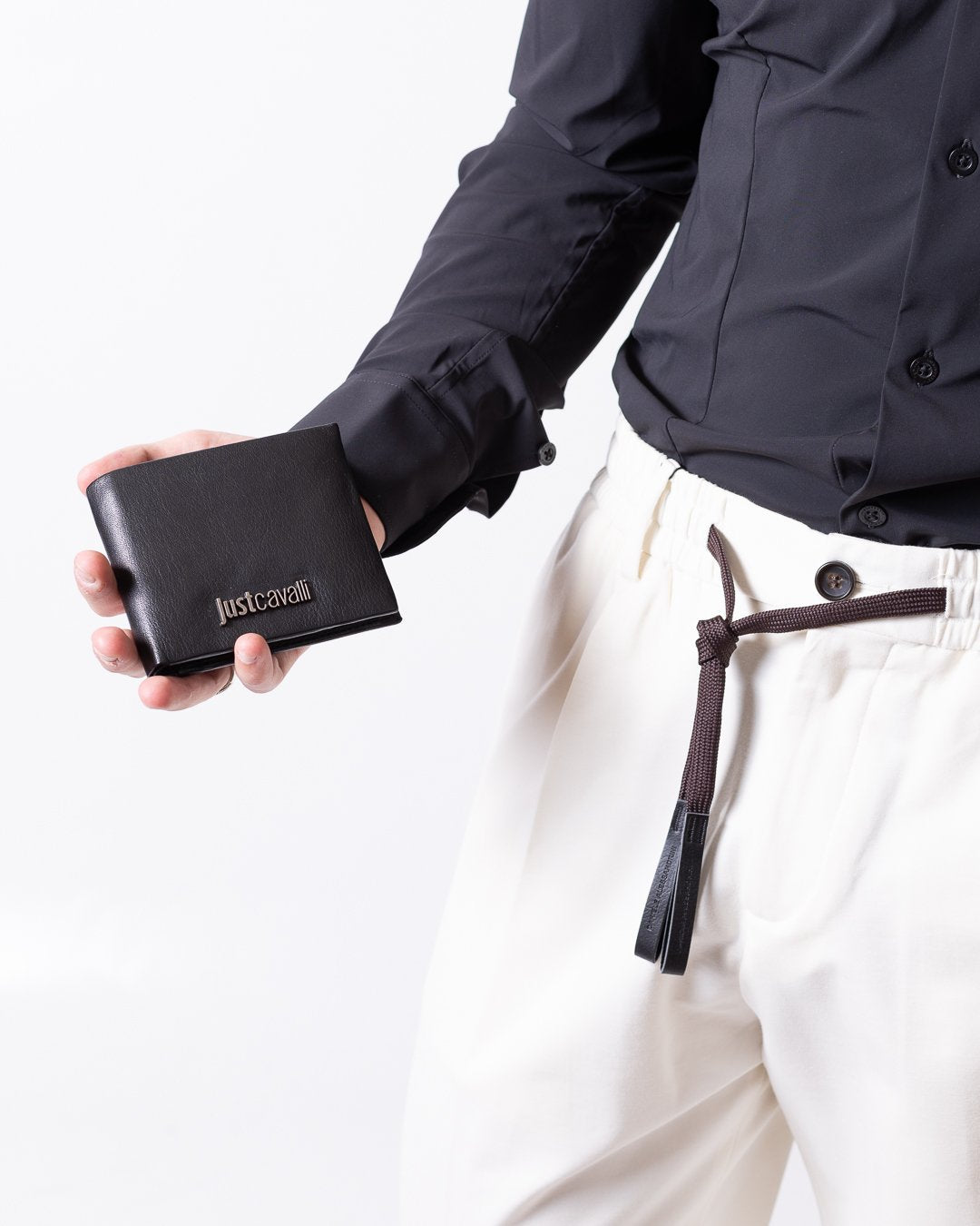 Portafoglio Just Cavalli in pelle con logo metal lettering