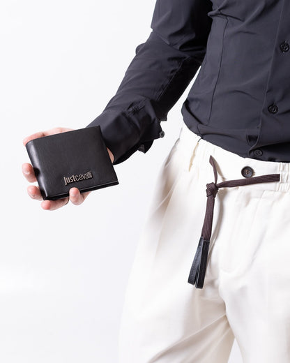 Portafoglio Just Cavalli in pelle con logo metal lettering