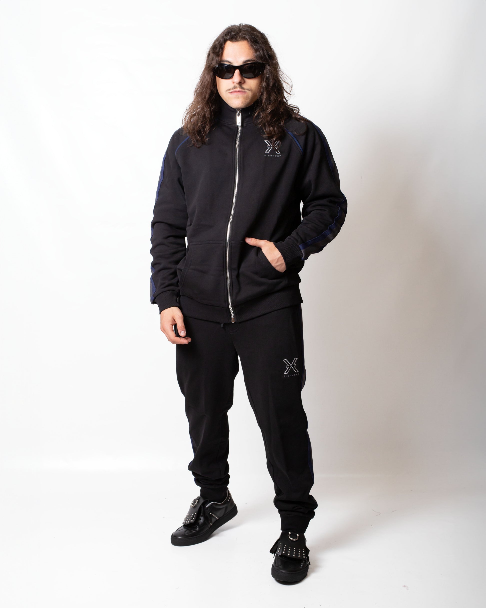 Pantalone Richmond X in felpa con bande a contrasto uomo