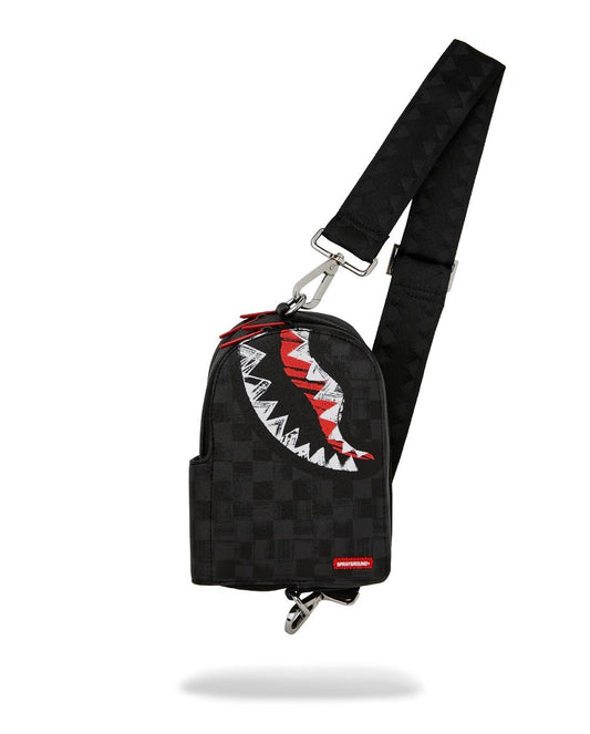 Tracolla Sprayground nero "SCRIBBLE SHARK BACKPACK SLING"