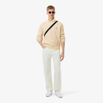 Maglia Lacoste girocollo in lana con costine uomo