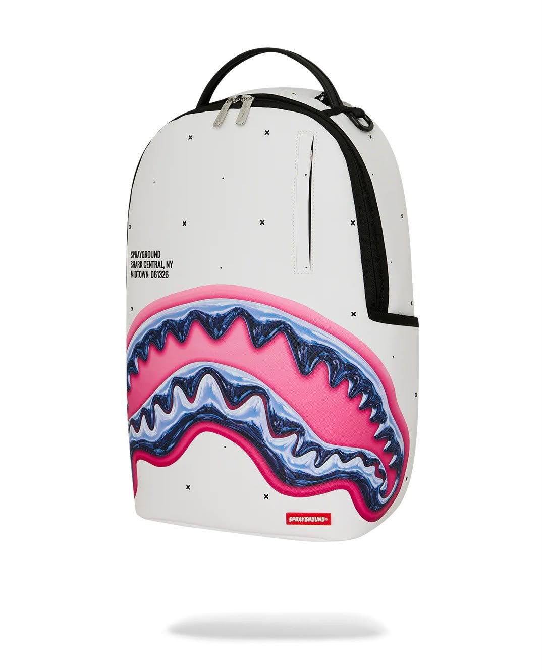 Zaino Sprayground bianco SHARK CENTRAL LIQUID CHROME BACKPACK