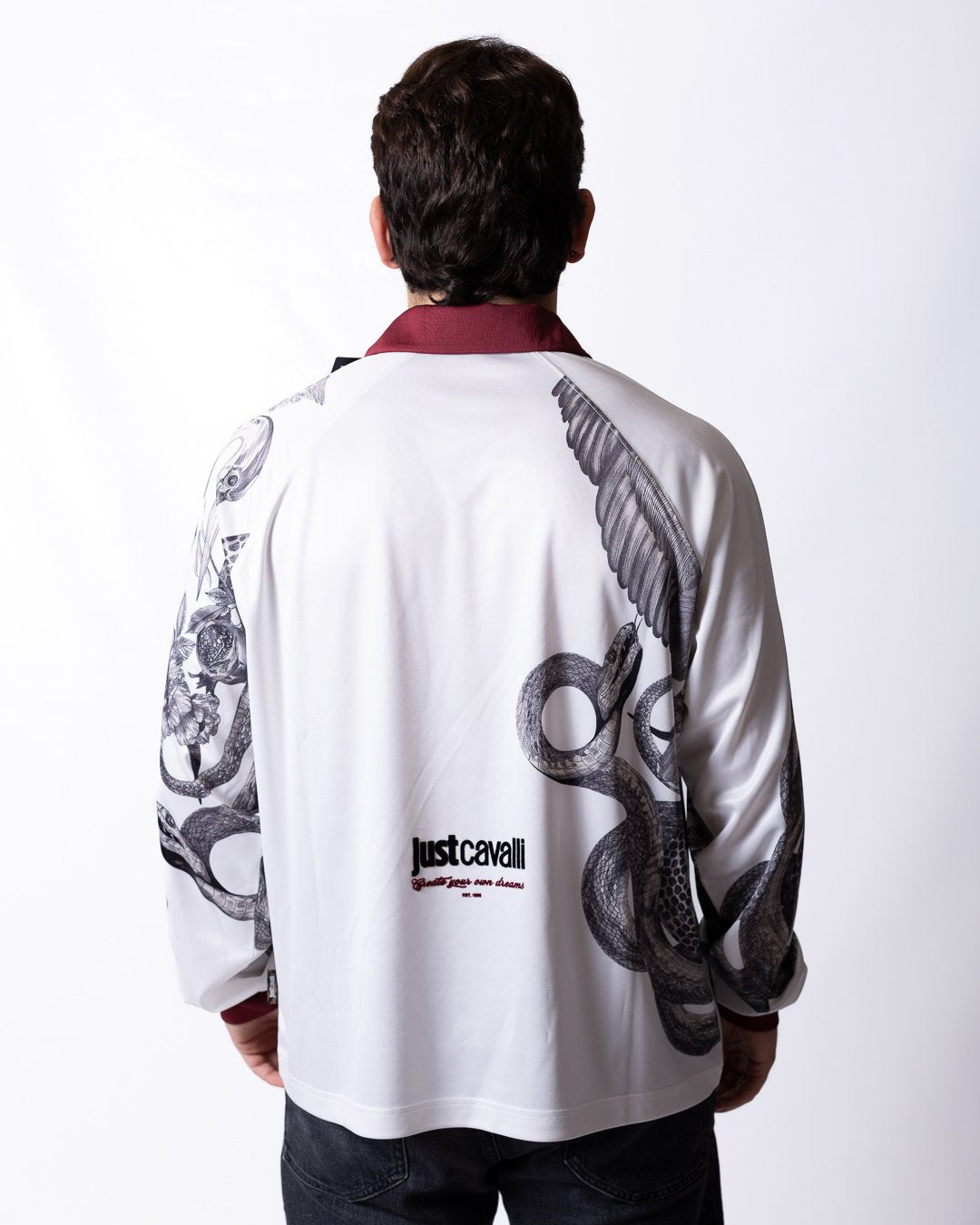 Long Sleeve Just Cavalli con maxi grafica e patch logo