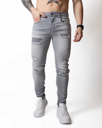 Jeans Richmond X slim con tagli e pittura uomo