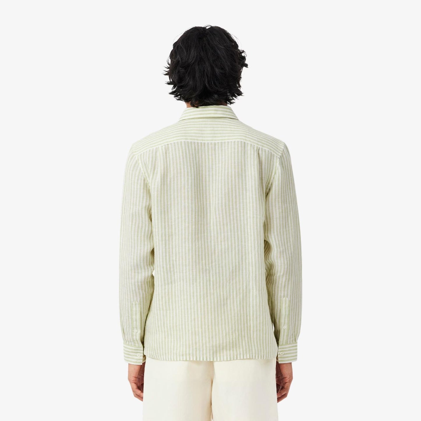 Camicia Lacoste regular in lino a strisce uomo