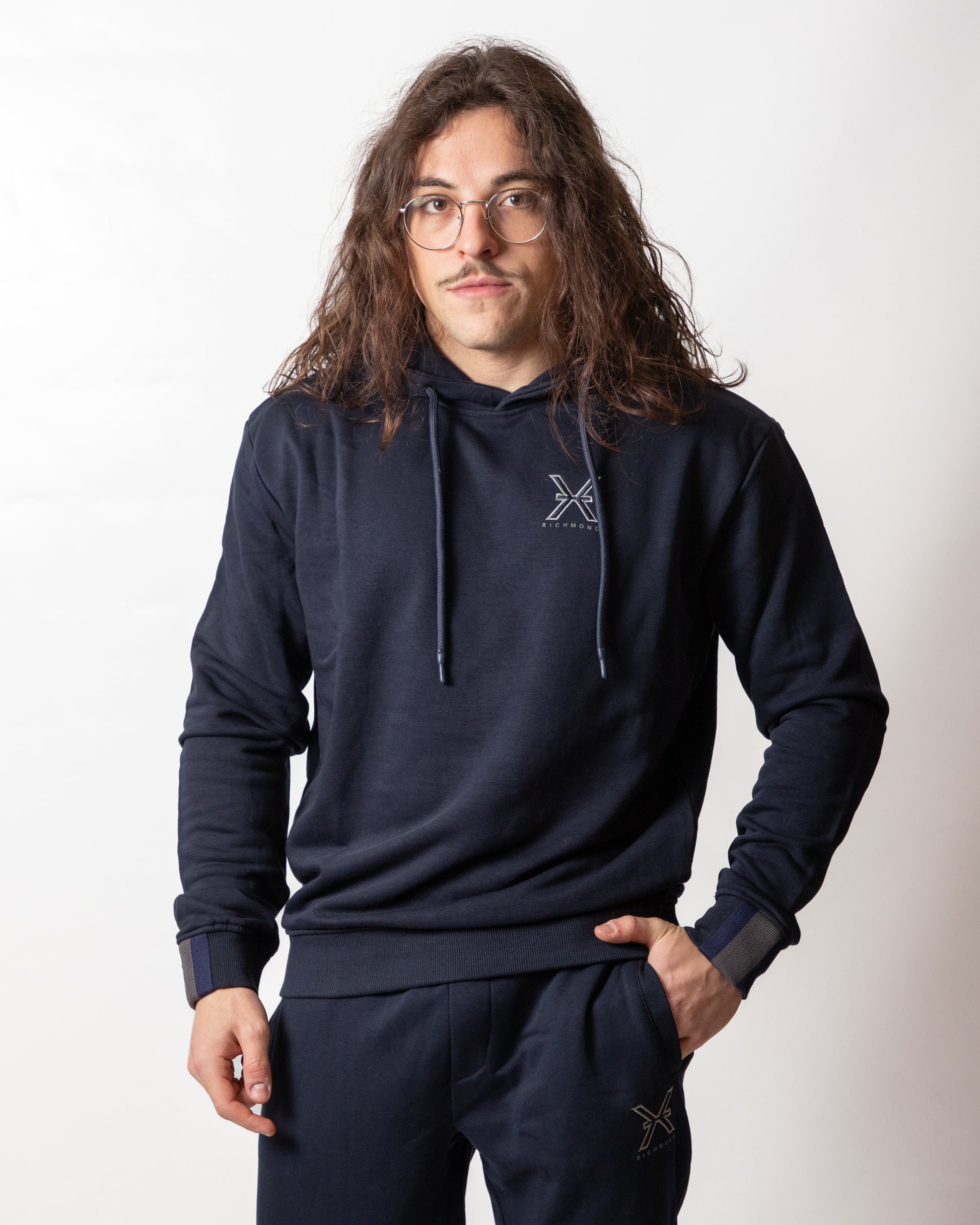 Felpa Richmond X classic con cappuccio e ricamo uomo