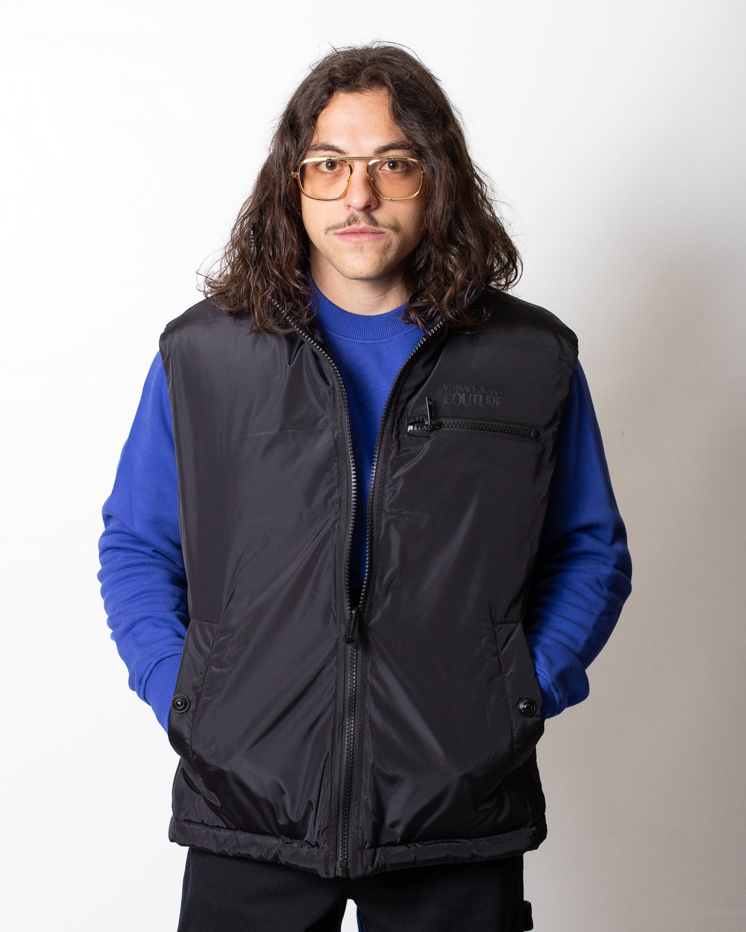 Gilet Versace Jeans Couture reversibile con logo all-over uomo