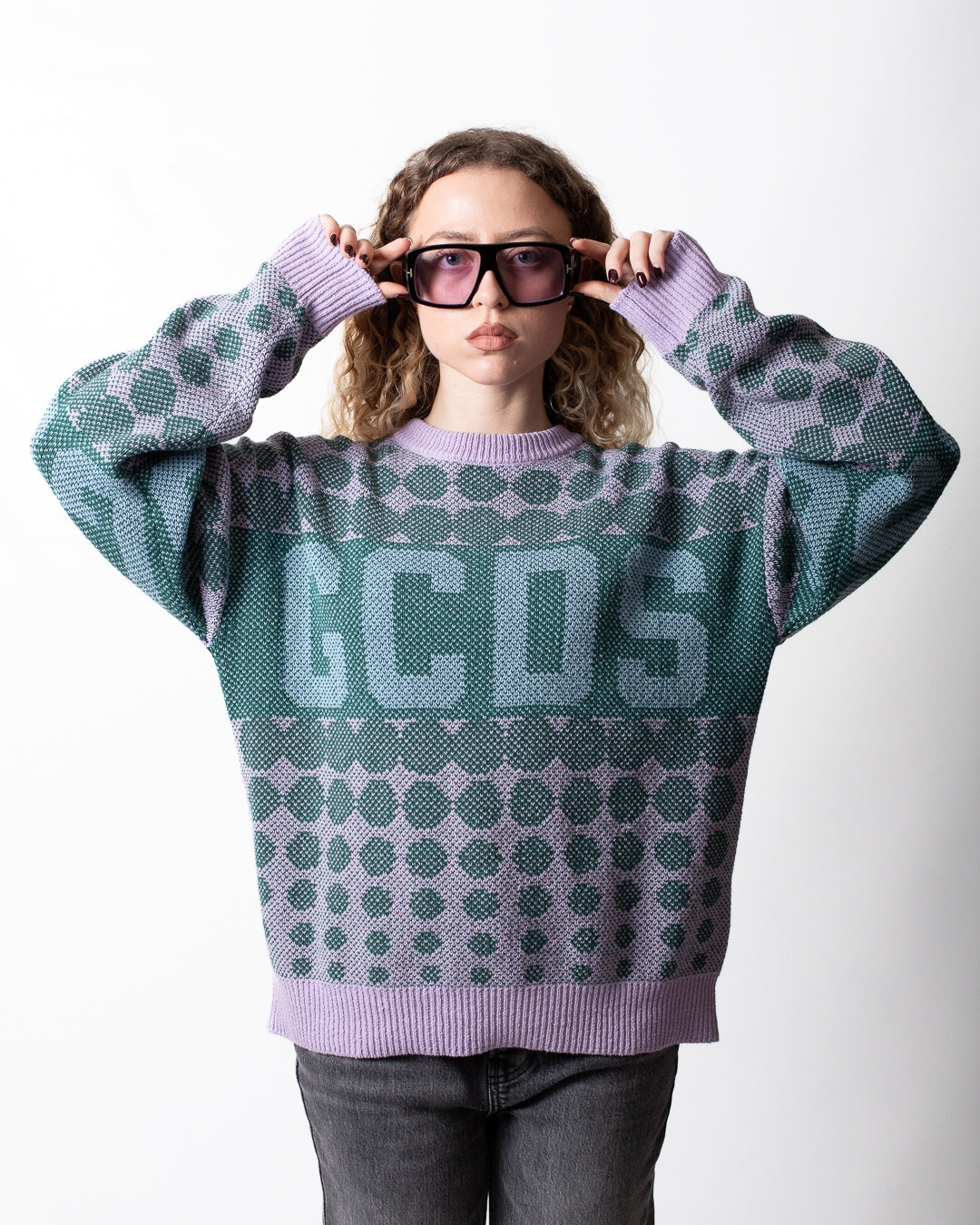 Maglia GCDS girocollo con fantasia uomo