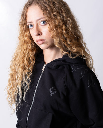 Felpa County of Milan full zip con cappuccio e grafica brillantinata sul retro