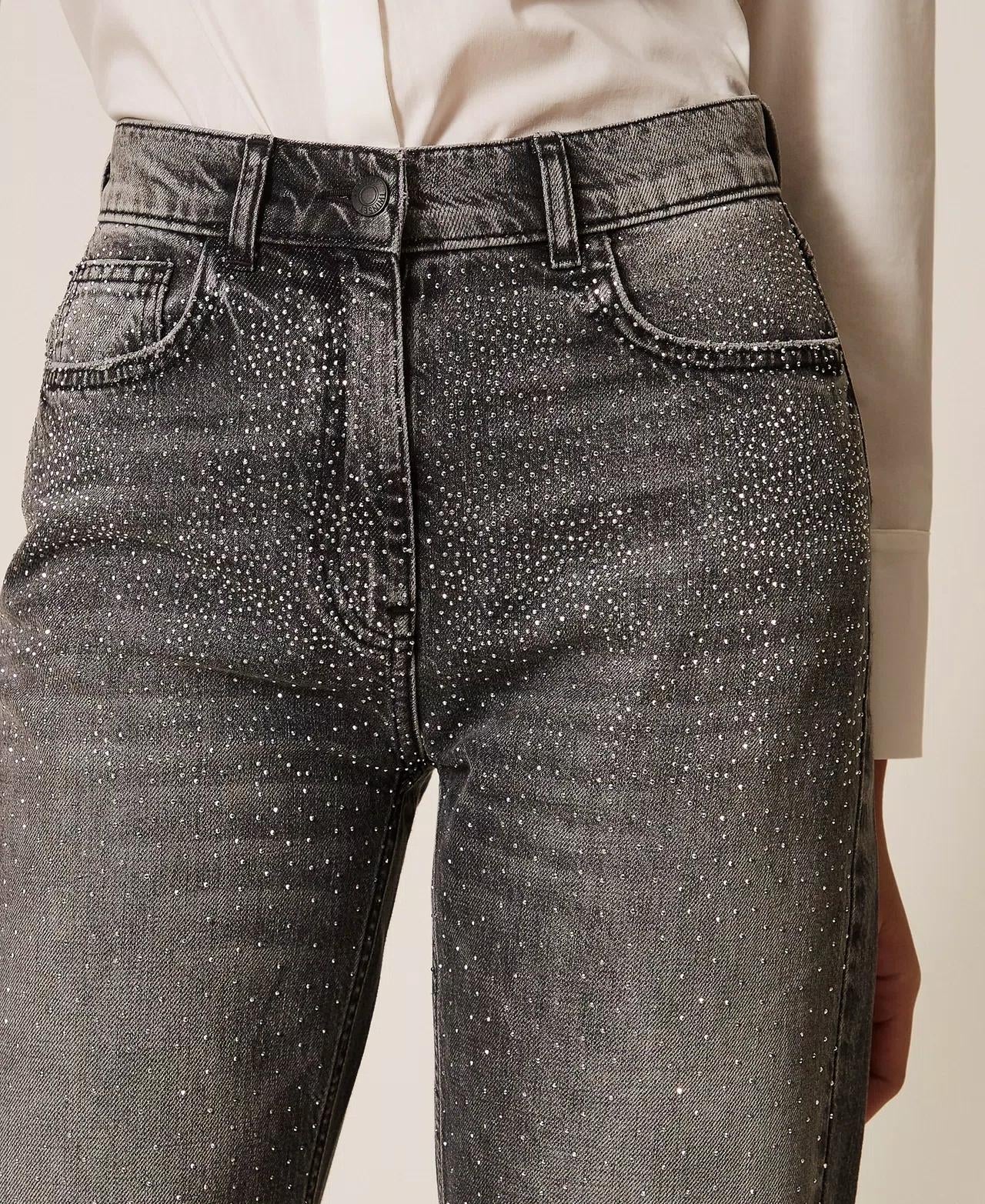 Jeans Twinset Actitude straight con strass donna