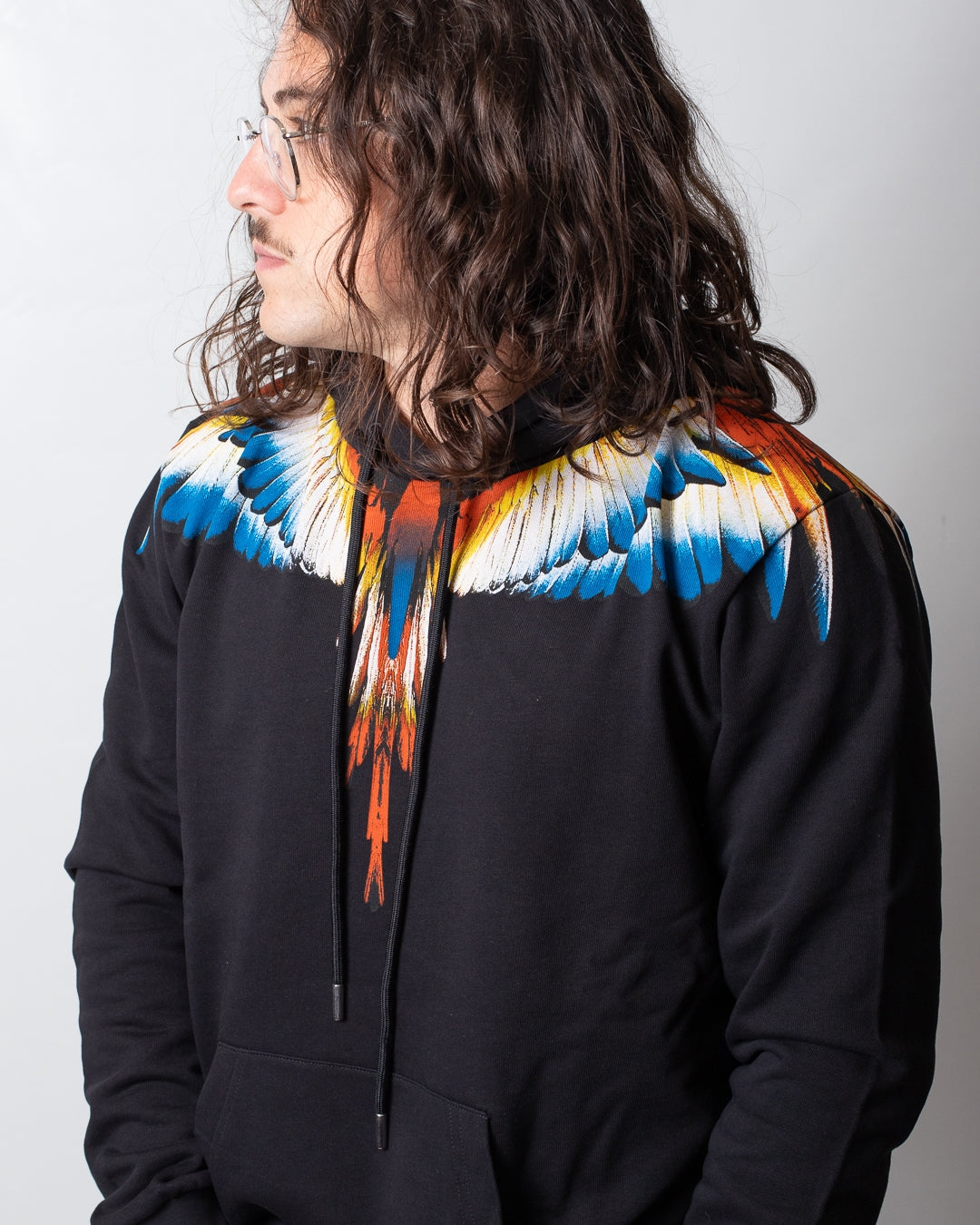Felpa Marcelo Burlon con cappuccio e logo wings colorfull uomo