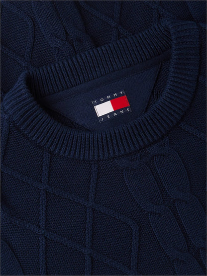 Maglia Tommy Jeans girocollo ricamata con logo flag uomo