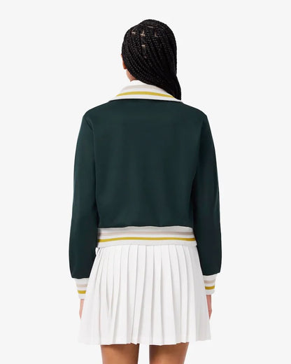 Felpa Lacoste fullzip in nylon con bordi a contrasto donna