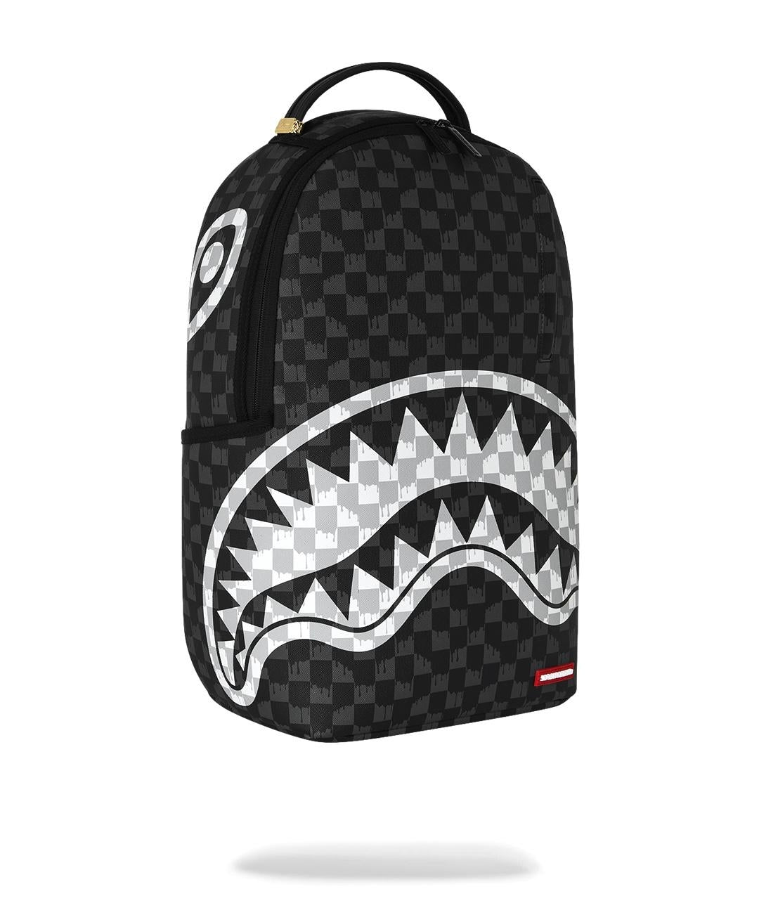 Zaino Sprayground nero BLACK AND WHITE DRIP CHECK SHARK BACKPACK 