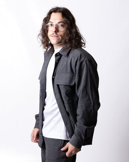 Camicia Just Cavalli gessata con grafica sul retro