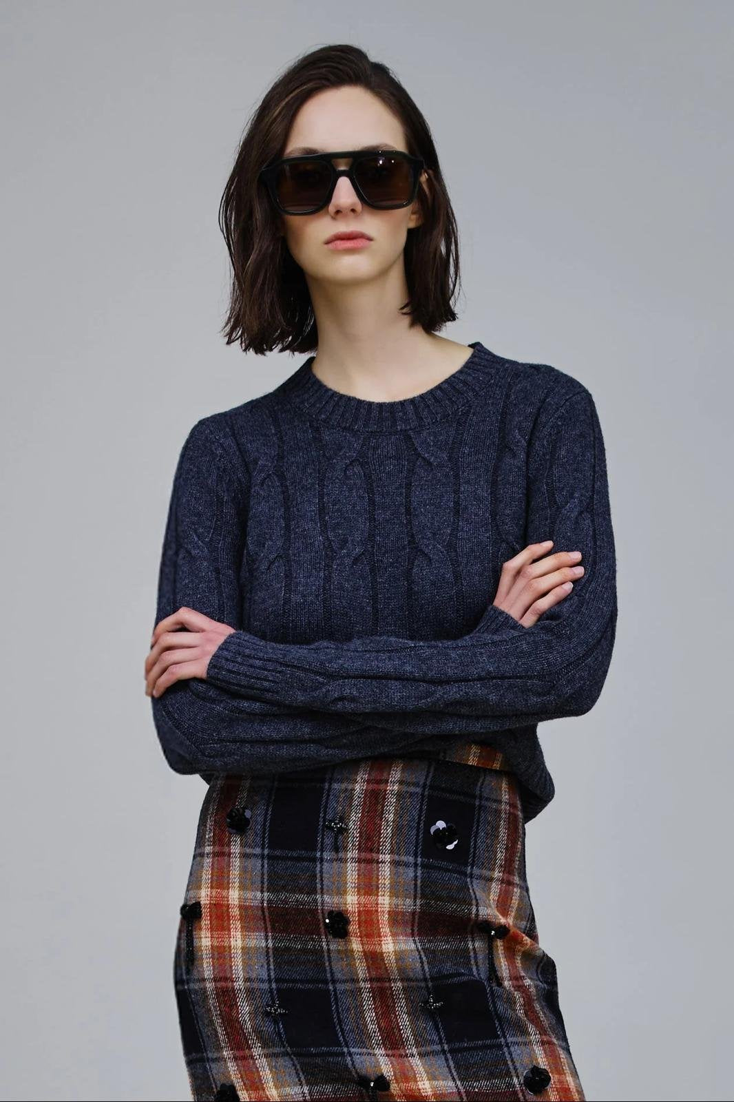 Maglia Nenette in lana e cashmere con trama a trecce