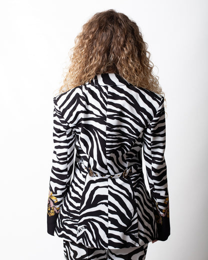 Giacca blazer Versace Jeans Couture monopetto zebrata donna