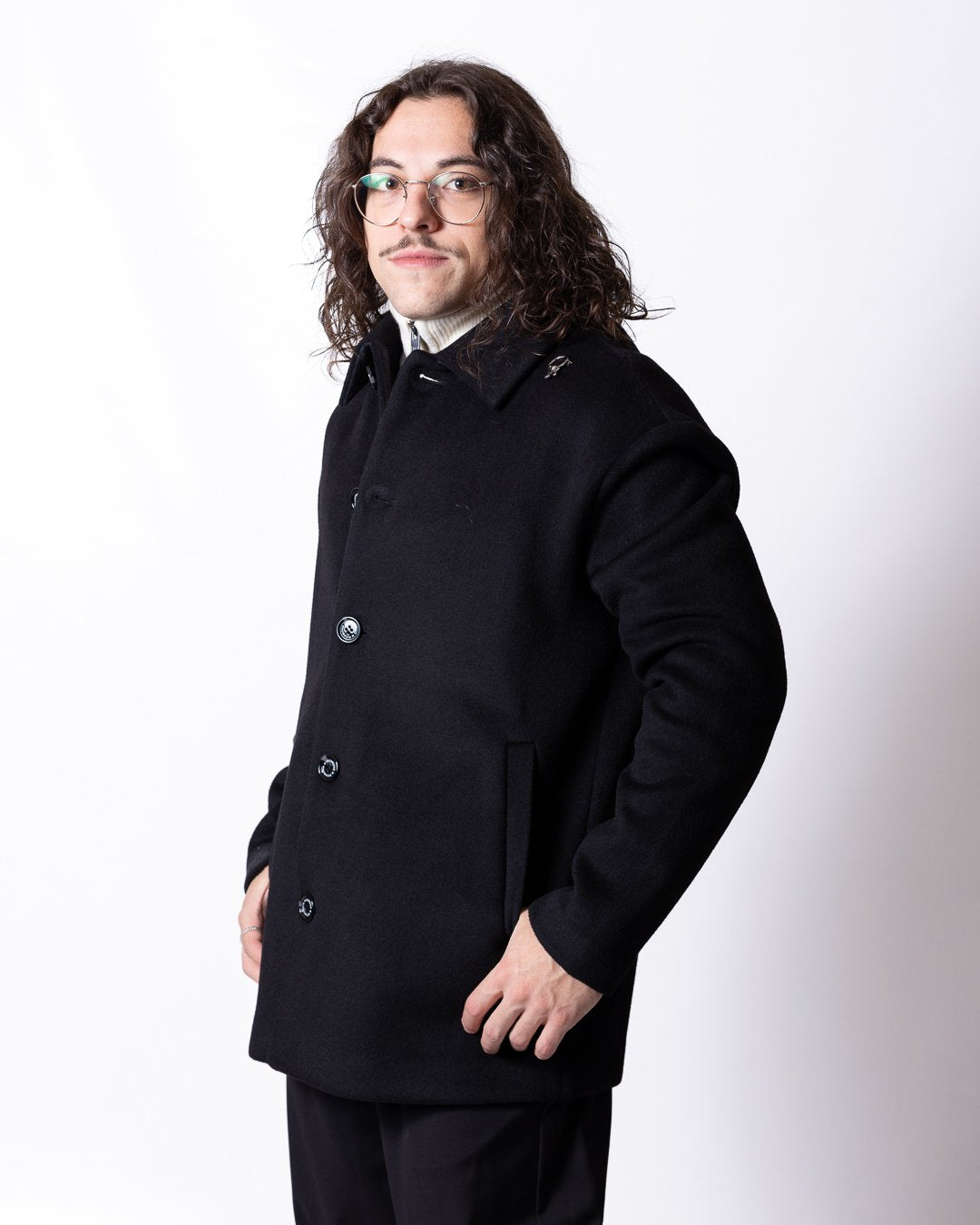 Cappotto Richmond X in lana con dettaglio spilla