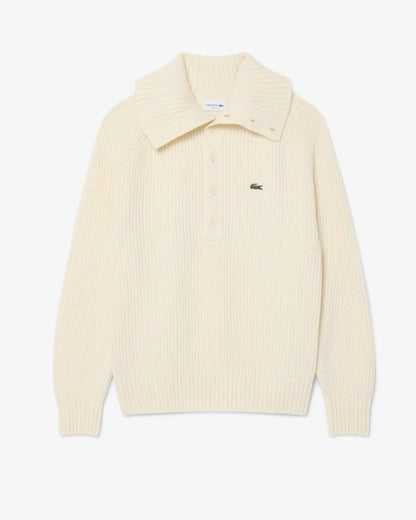 Maglia Lacoste in lana con costa inglese e iconico logo del coccodrillo ricamato