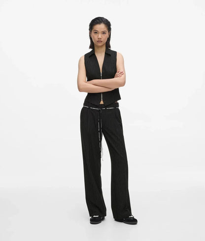 Gilet Karl Lagerfeld Jeans gessato con dettaglio logo sul retro