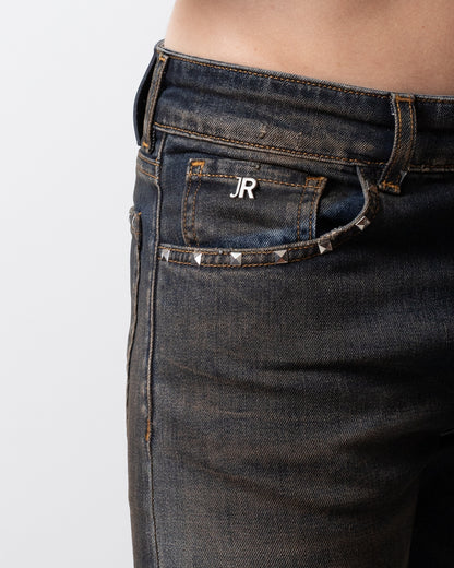 Jeans John Richmond skinny con borchie e fascia uomo