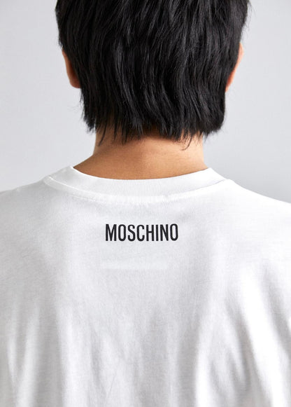 T-Shirt Moschino con maxi stampa sul fronte e logo minimal uomo