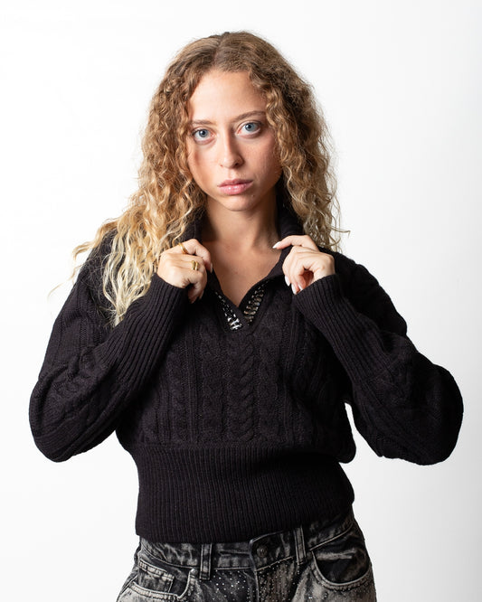 Maglia Twinset Actitude scollo a V con gioielli donna