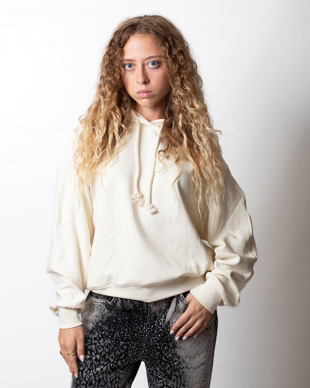 Felpa Disclaimer con cappuccio e logo signature donna