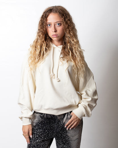 Felpa Disclaimer con cappuccio e logo signature donna